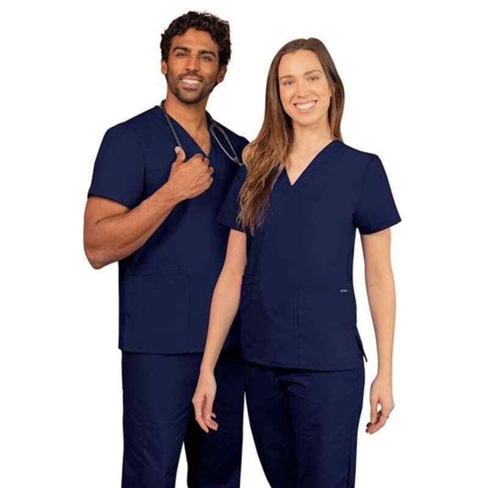 NWT Adar Universal Unisex V-Neck Scrub Top 2600 Classic Fit Navy Blue